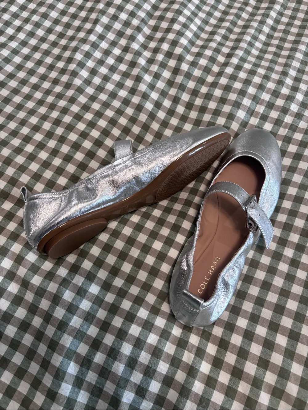Silver Mary Jane Flats